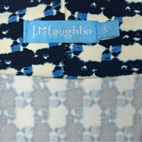 J. McLaughlin Ivana Dress Small Catalina Cloth Navy Off White Check 3/4 Sleeve - Picture 5 of 13